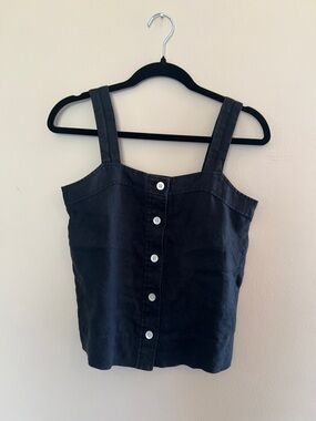 Everlane Black Button-Front Square Neck Tank